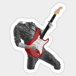 Rock n Roll Guitar Player, Red Sticker